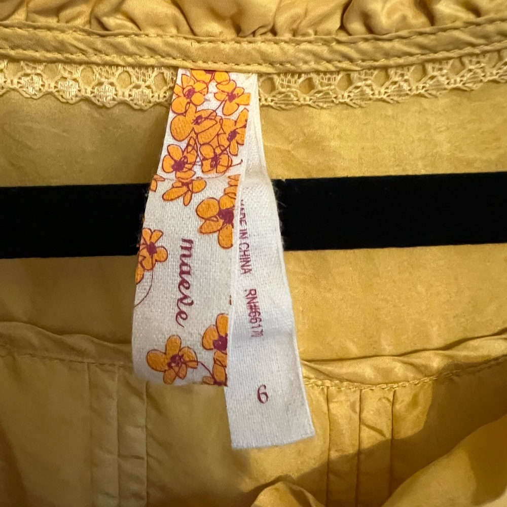#1021 Anthropologie Maeve Golden Yellow Silk Dress size 6 - Picture 3 of 4